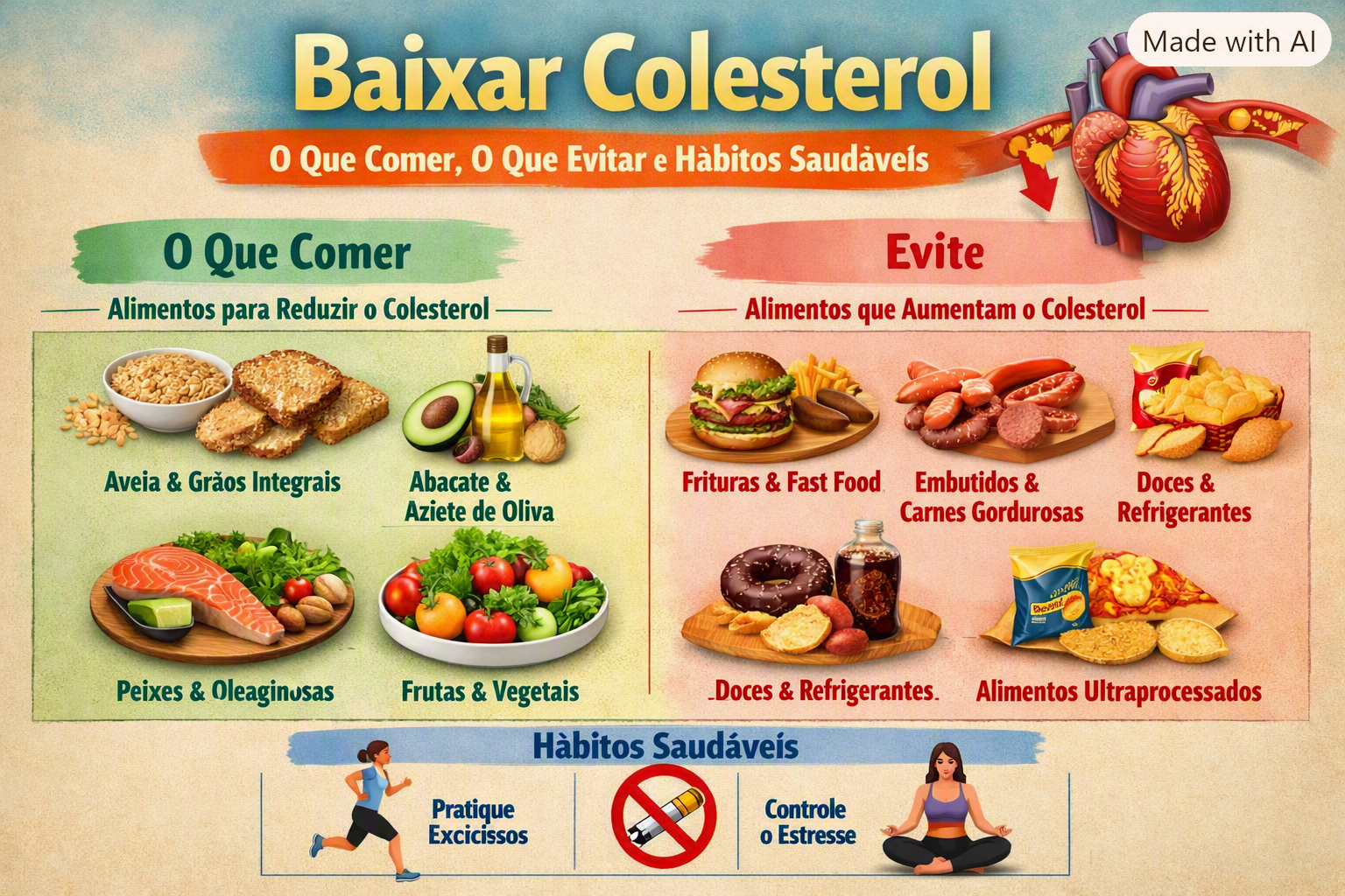 Como Baixar o Colesterol: O Que Comer, O Que Evitar e Hábitos que Ajudam